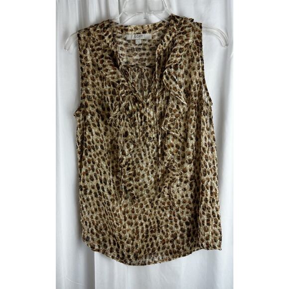 Ann Taylor LOFT Sleeveless Animal Print Top Brown Tan S Light Academia 55-20 - Picture 13 of 16
